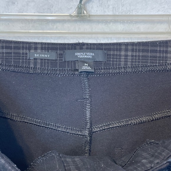 Simply Vera Wang Skinny Plaid Pants Size M Mid Rise Stretch Casual Workwear - Picture 4 of 9